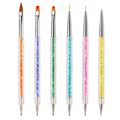 iminoo 6pcs nail art brushes double-ended for precise lines and patterns