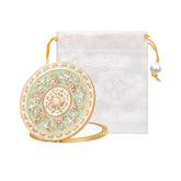 Imperblooms compact mirror front view highlights vintage inspired design for quick on the go checks