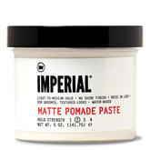 Imperial Barber Matte Pomade Paste bottle closeup showing natural no-shine finish
