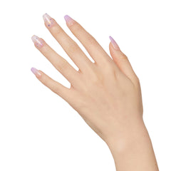 Close-up of imPRESS No Glue Mani All I Want purple coffin nails for salon-quality finish.