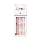 imPRESS No Glue Mani All I Want purple coffin nails ready for quick at-home manicure.