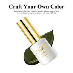 Imtiti olive green gel polish swatch shows color payoff for nails