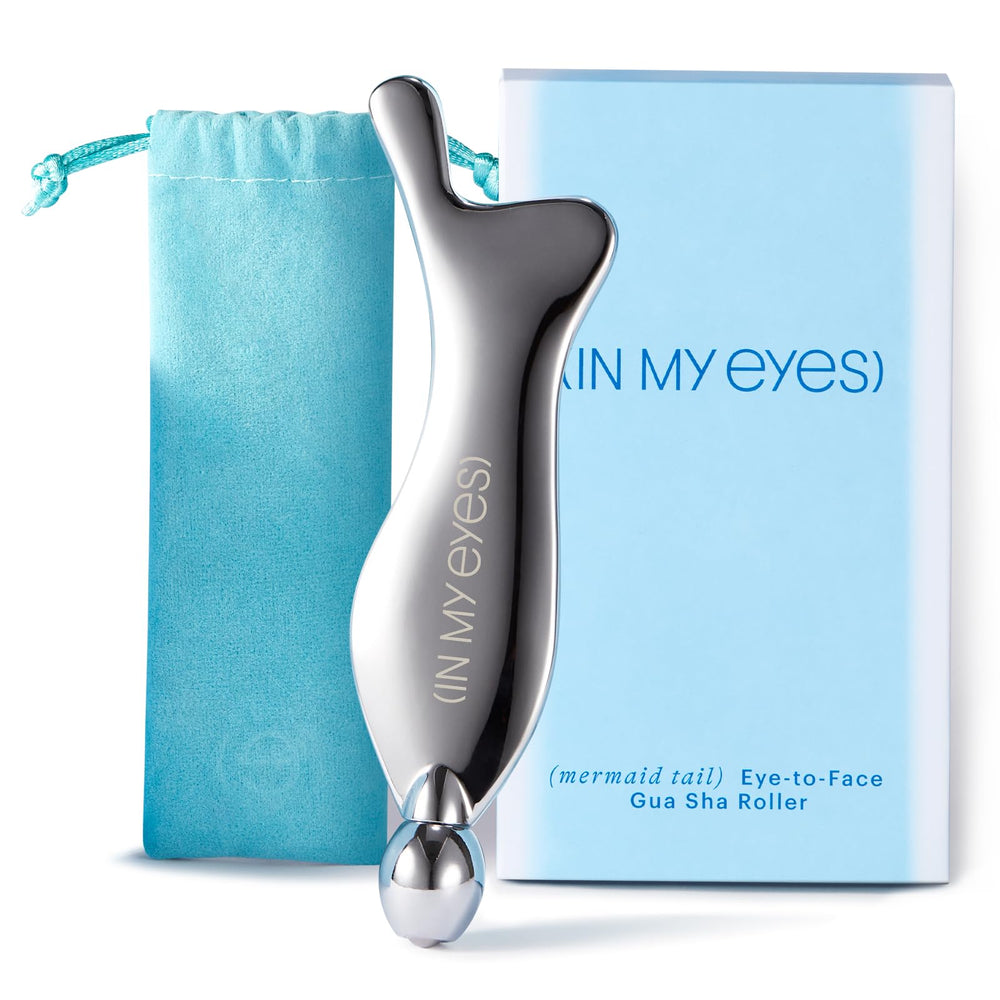 In My Eyes Gua Sha tool with mermaid-design hugs facial curves for targeted massage