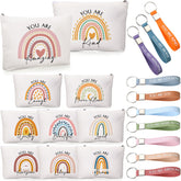 Inbagi inspirational makeup bag with rainbow design calms and organizes cosmetics.