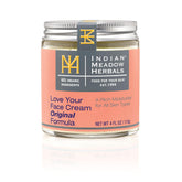 Indian Meadow Herbals Love Your Face Cream bottle showcases deep hydration for all skin types.