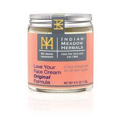 Indian Meadow Herbals Love Your Face Cream bottle showcases deep hydration for all skin types.