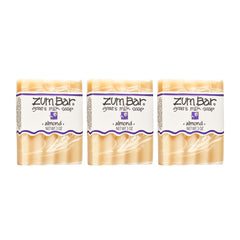 Indigo Wild Zum Goat Milk Soap Bar Almond packaging in a 3-pack display for everyday use.