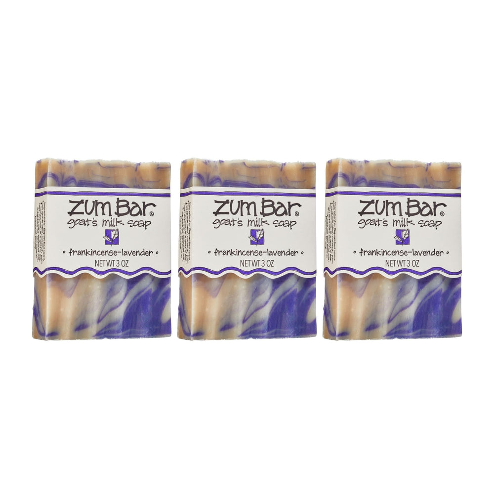 Indigo Wild Zum Goat Milk Soap Bar featuring frankincense-lavender aroma for skin nourishment.