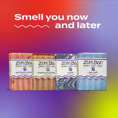 Indigo Wild Zum Goat's Milk Soap Bar Frankincense & Myrrh image hints at woodsy, calming aroma.