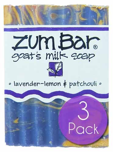 Indigo Wild Zum goats milk soap bar with lavender-lemon-patchouli for gentle, moisturizing cleansing.