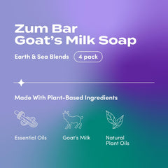 Indigo Wild Zum Goat's Milk Soap Bar natural oils illustration signals skin nourishment from olive and coconut.