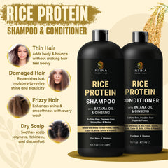 Infina Essentials Rice Protein Shampoo lather highlights cleansing and body.