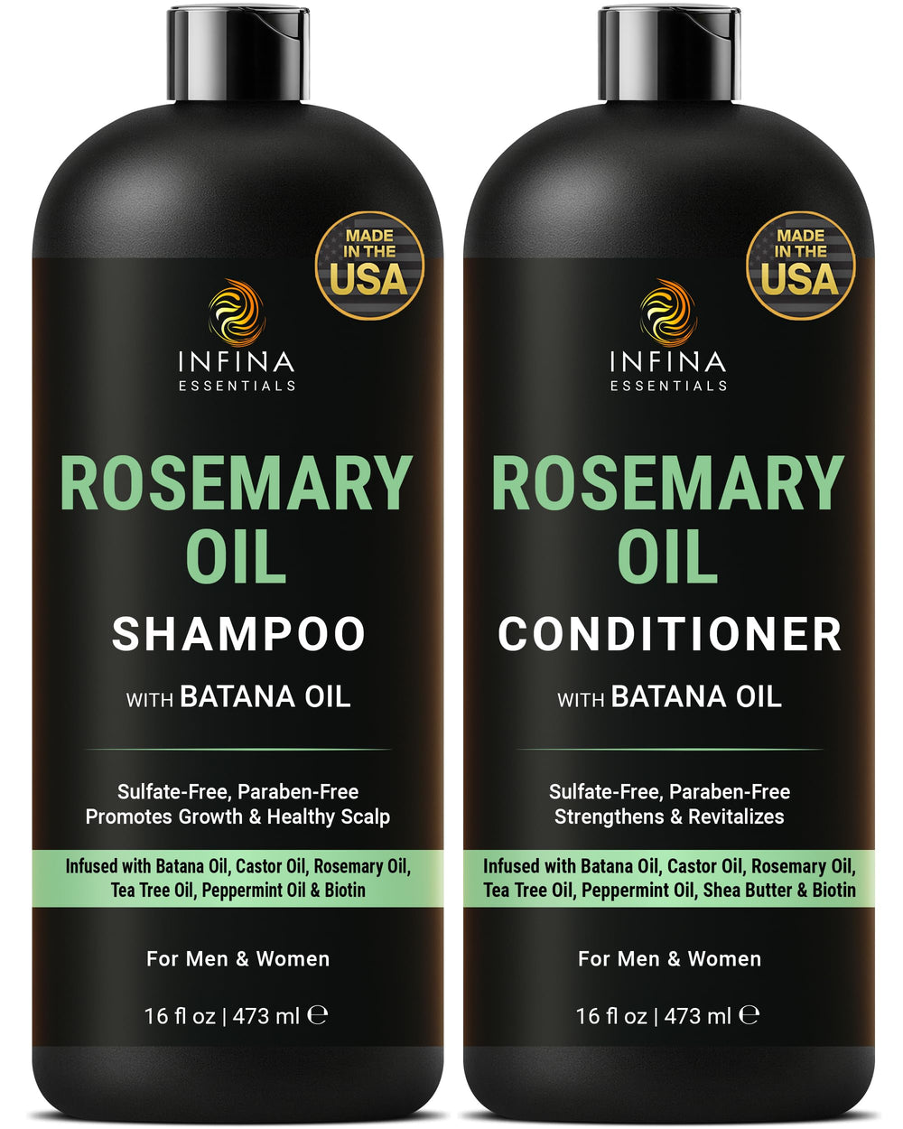INFINA ESSENTIALS rosemary oil shampoo bottle for a nourishing cleanse and fuller hair look