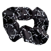 Infinity Collection hockey scrunchie black velvet close-up showing soft texture and durable elastic