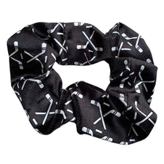 Infinity Collection hockey scrunchie black velvet close-up showing soft texture and durable elastic