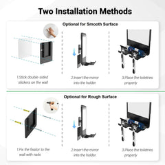 Infitrans fogless mirror installation using adhesive on glass surface.