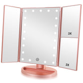 Infitrans trifold makeup mirror with lights provides bright, even illumination for makeup