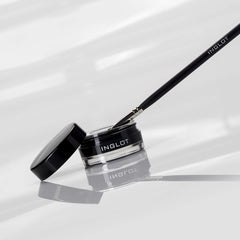 Inglot AMC Eyeliner Gel swatch on skin reveals bold pigment payoff.