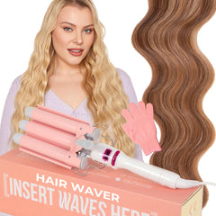 INH Hair Waver 3 Barrel with LED screen allows precise temperature control for styling.