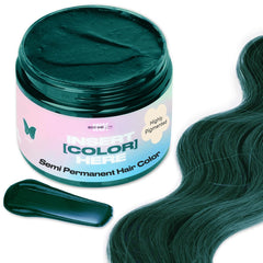 INH semi-permanent hair color emerald green jar ready for application and tinting.