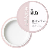 IN.HYPE hard builder gel milky white swatch showing full coverage for nail perfection