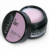 IN.HYPE UV/LED hard builder gel demonstrates sculpting for sleek nail extensions with strong adhesion.