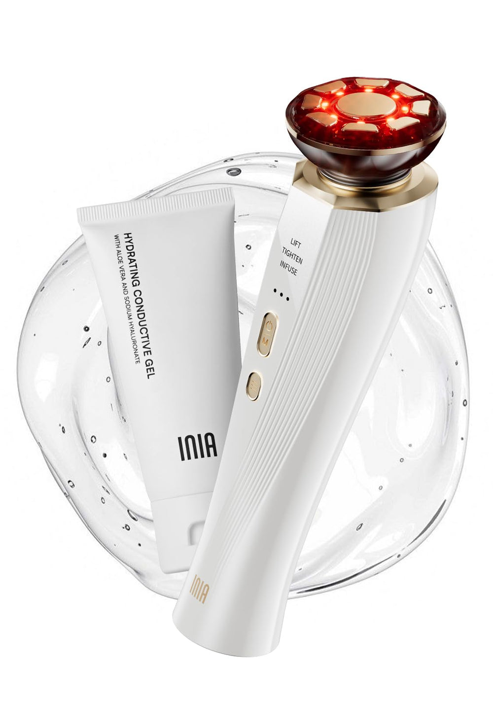 INIA Flare front view device for at-home red light therapy and skincare