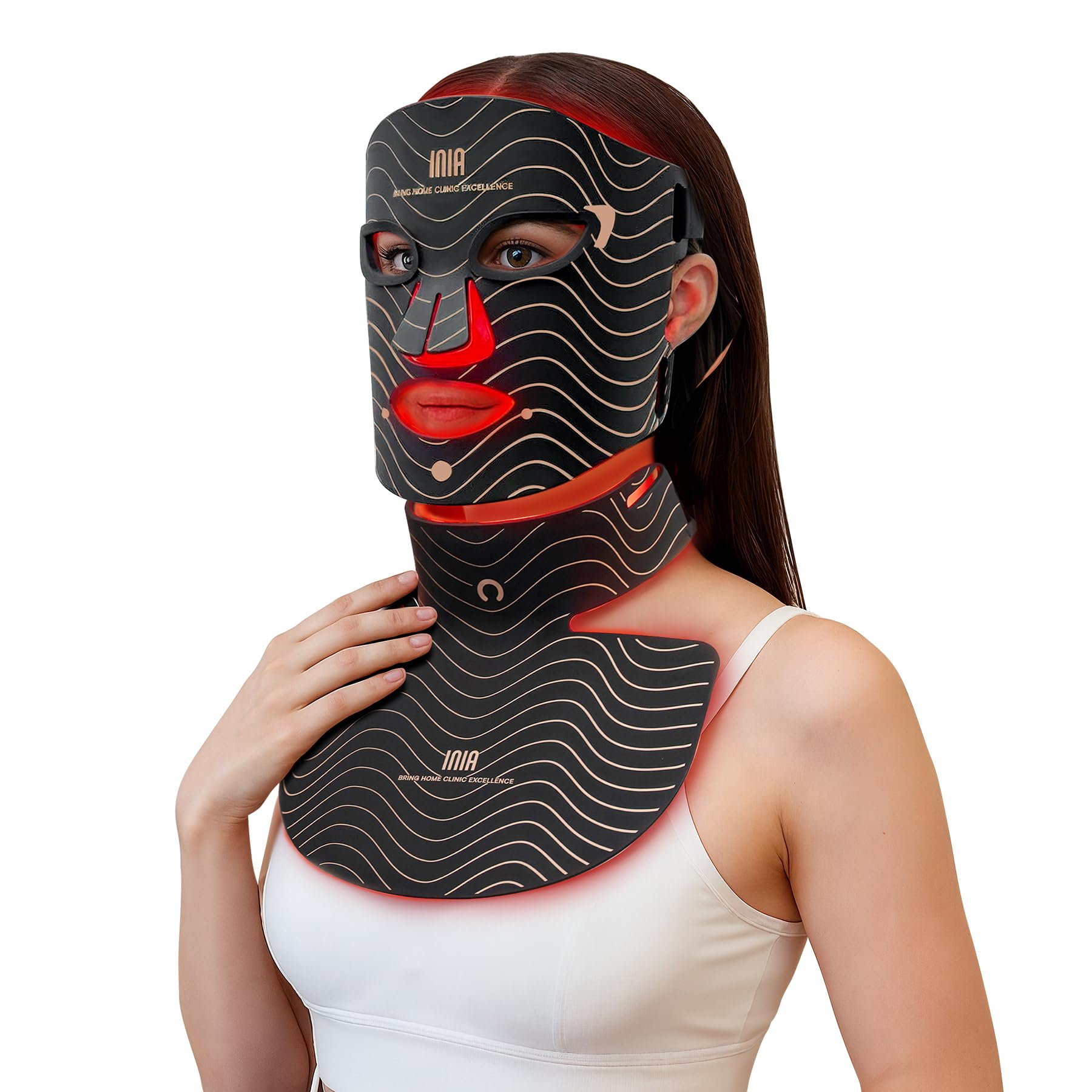 INIA Red Light Therapy Mask face panel for a soothing daily skincare routine