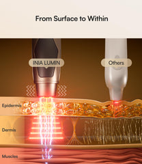 INIA red-light therapy wand close-up showing gentle light.