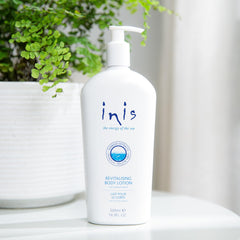 Inis lotion texture swirl shows creamy formula delivering deep moisturization and comfort