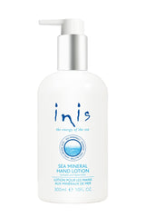 Inis the Energy of the Sea mineral hand lotion bottle front delivers light hydration and uplifting sea scent.