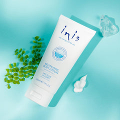 Inis Energy of the Sea Revitalizing Body Lotion pump dispense demonstrates easy daily application.
