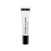 The INKEY List Caffeine Eye Cream tube close-up shows lightweight hydration for puffy eyes