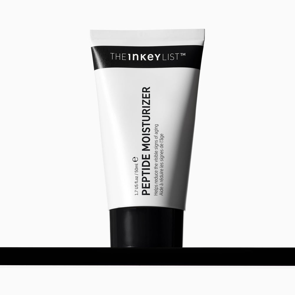 The INKEY List Peptide Moisturizer jar closeup for daily hydration on dry skin.
