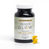 Inner Glow Advanced bottle showing daily hair skin nails support from within