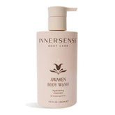 INNERSENSE Awaken Body Wash bottle closeup highlighting non-toxic formula and citrus scent