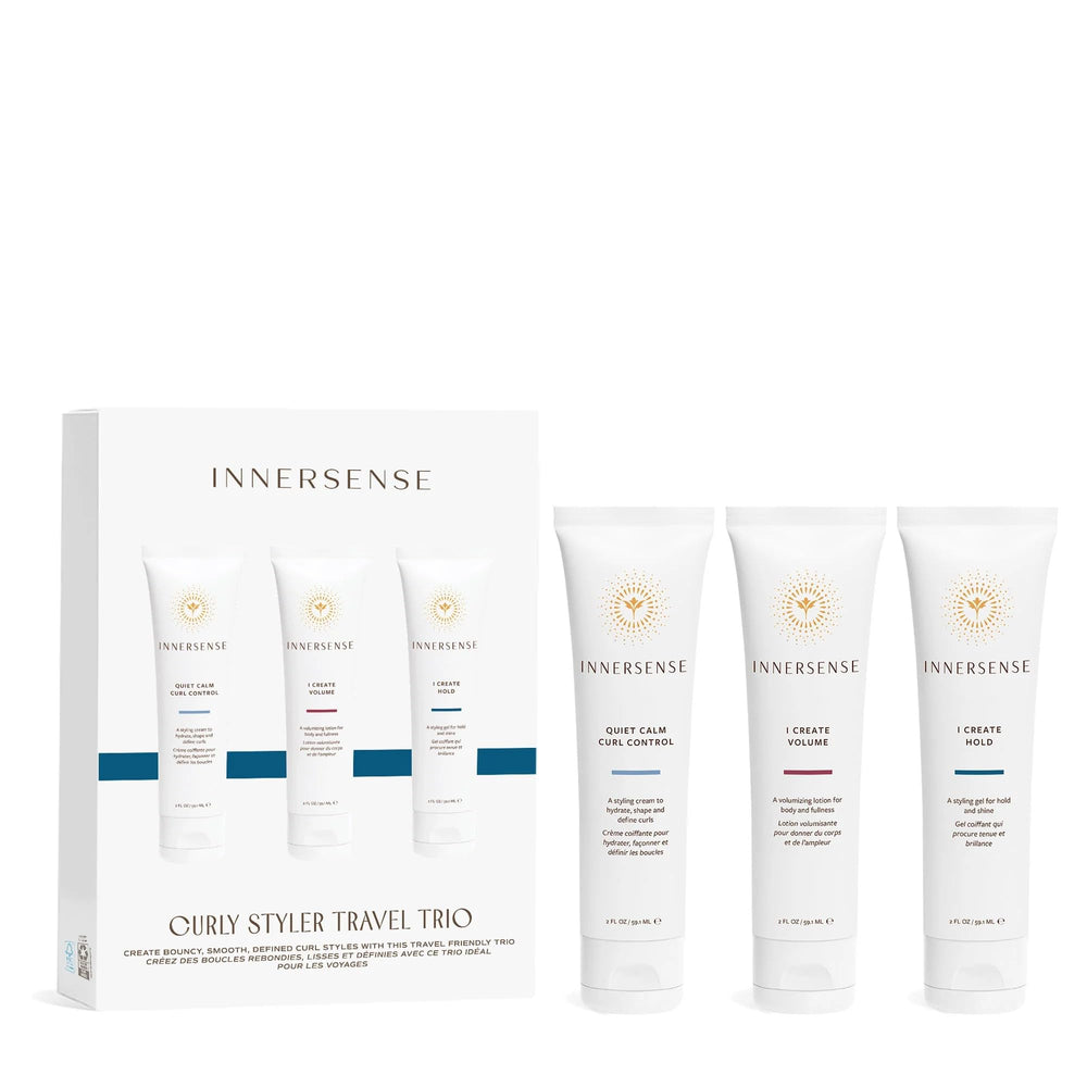 INNERSENSE Curly Styler gel pump defines curls on the go with aloe and honey.