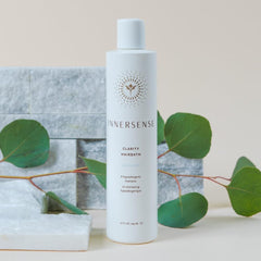 INNERSENSE Natural Clarity Hairbath lather-ready scene for all hair types.