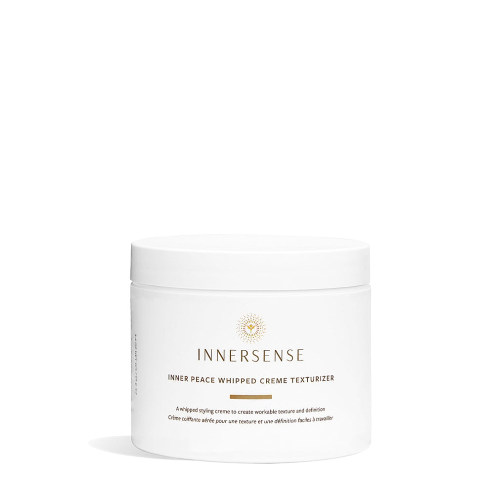 INNERSENSE Natural Inner Peace Whipped Creme Texturizer jar for smooth, defined styling.