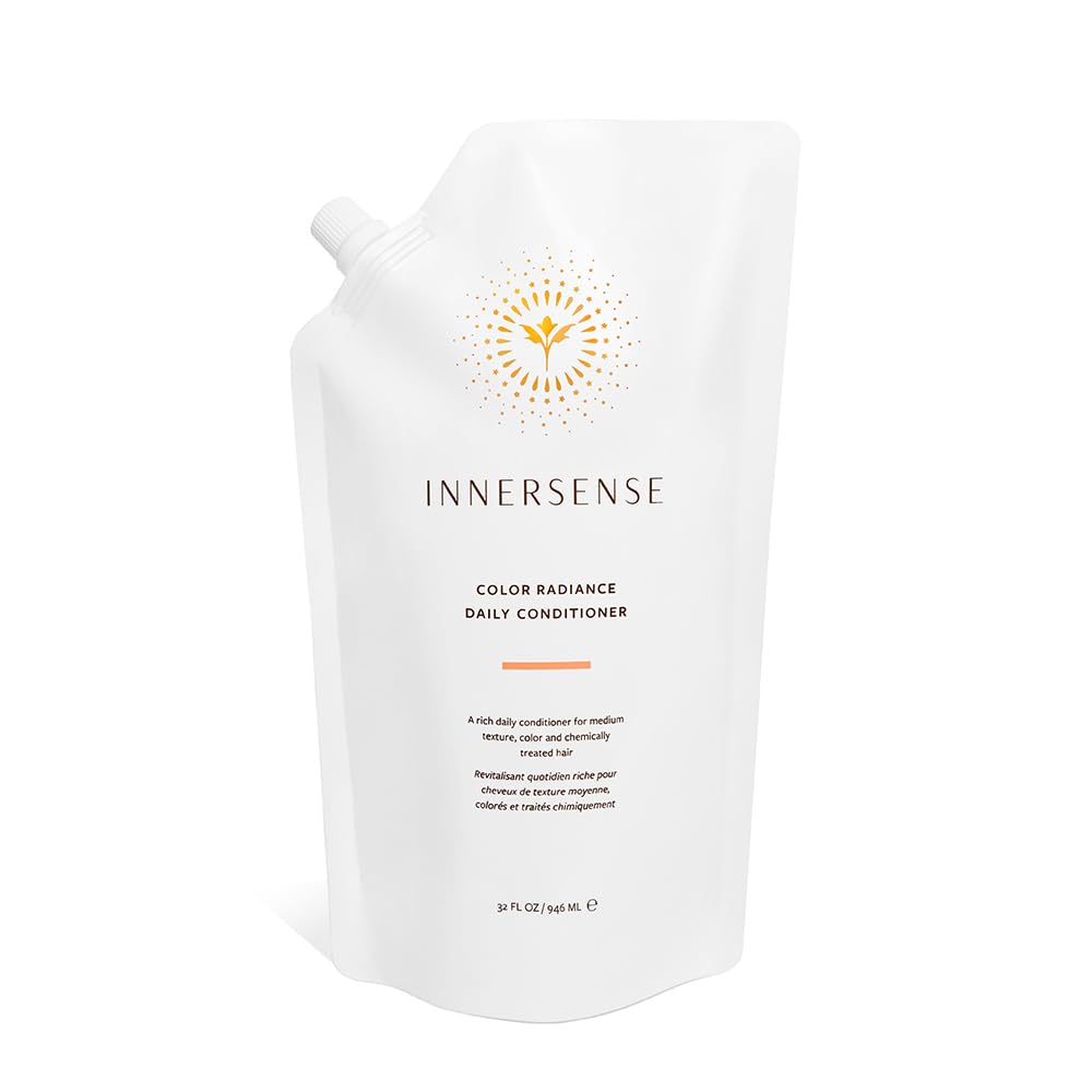 INNERSENSE Color Radiance Daily Conditioner bottle highlights color-safe moisture and frizz control.