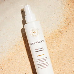 INNERSENSE Thermal care Prep Spray applied for heat protection during styling.