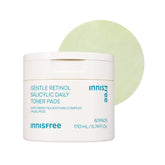 innisfree Daily Gentle Retinol Toner Pad packaging shows eco-friendly design for quick daily use.