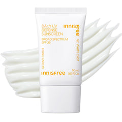Innisfree Daily UV Defense sunscreen tube showing easy daily application and protection