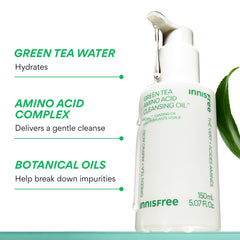 Ingredients include green tea seed oil and jojoba to hydrate while cleansing