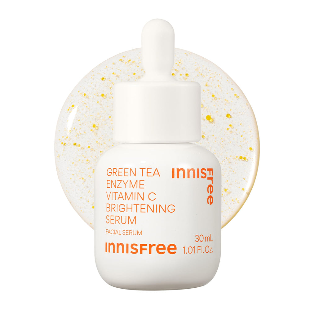 innisfree Green Tea Enzyme Serum bottle pour for radiant skin