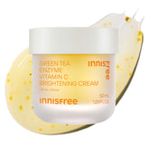 innisfree green tea enzyme vitamin c cream packaging close-up for radiant skincare