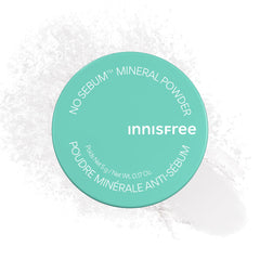 innisfree No Sebum Matte Powder jar closeup shows a translucent finish.