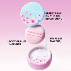 Innisfree No Sebum Powder peach blossom packaging highlighting warm tones
