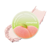 Innisfree No Sebum Powder pink shade swatch for oil control and brightening.