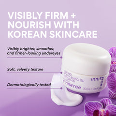 Innisfree Orchid Eye Cream being patted around the eye area for depuffing.